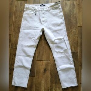 Brand Zara Man White Ripped Slim Stretch Jeans